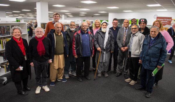 The former Mayor met older men at a library in Manchester
